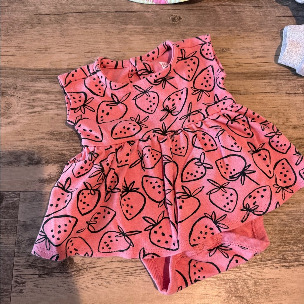 Tea Strawberry Print Baby One Dress